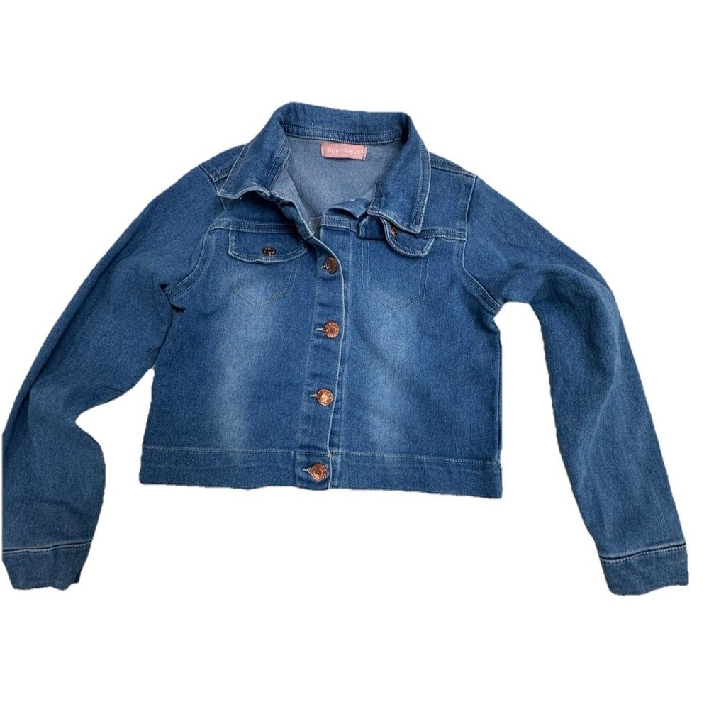 BCBG Girls Kids Light Wash Denim Jacket Blue Jean Button Up Casual Outerwear 10